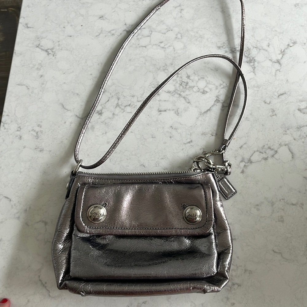 Coach silver, “poppy” purse